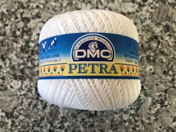DMC Petra Size 3 Crochet Yarn White Mercerised Cotton Thread 100g