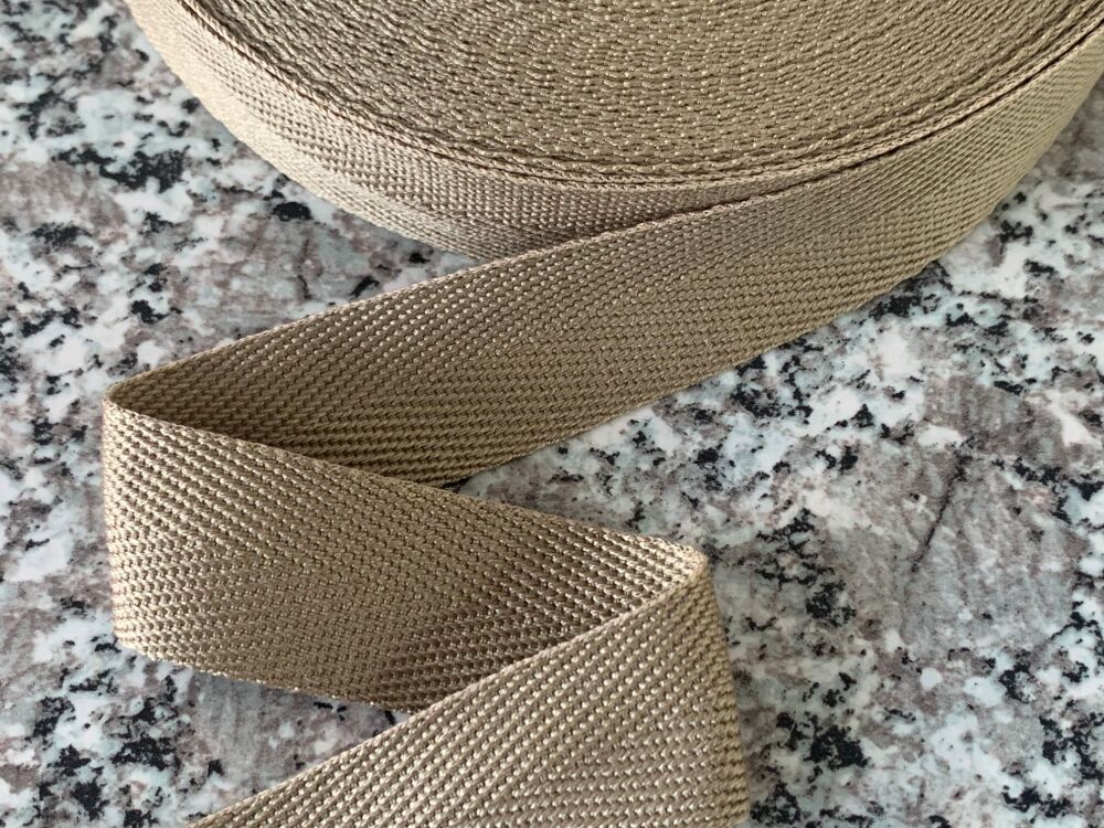 38mm Blanket Binding Half Metre Dark Beige Herringbone Webbing