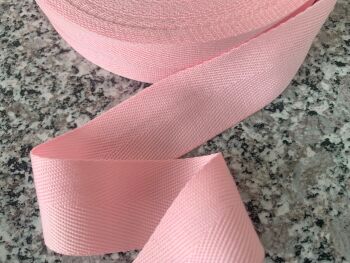 Baby Pink Webbing 1.5 Inch Wide Woven Herringbone Tape