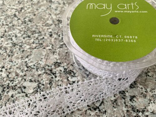 May Arts Crochet Lace Ribbon Sewing Trim White Sold Per Metre