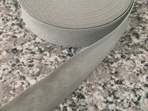 light grey cotton bias binding tape 3 metres x 25mm 6343