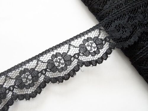 Flower Pattern Black Lace Dovecraft 38mm Edge Trimming