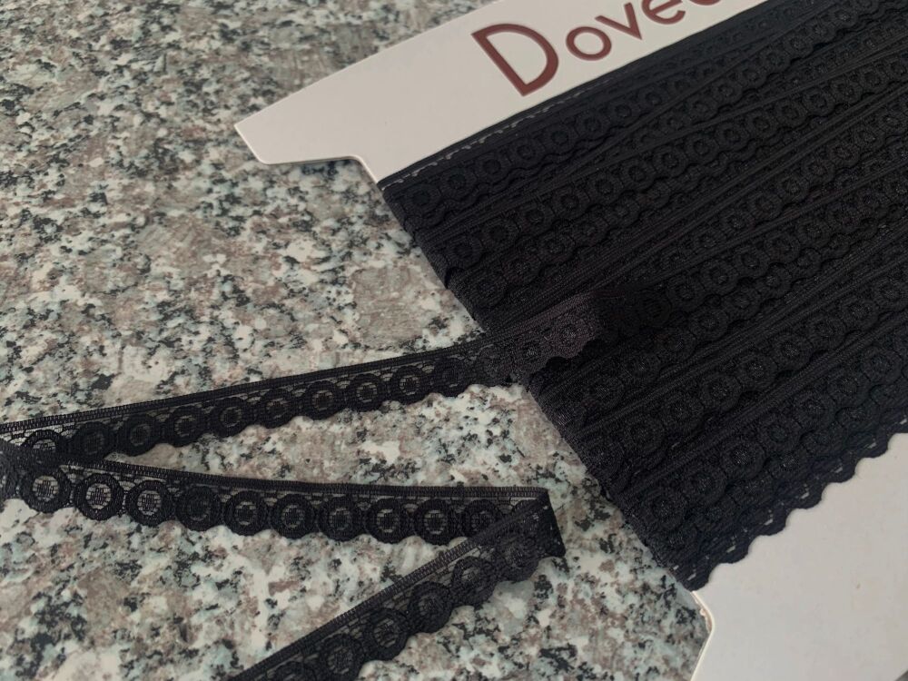 Black Lace Trimming 13mm Wide - Dove Craft