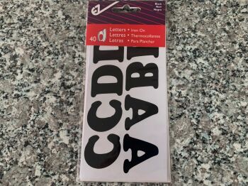 iron on alphabet letters 40 piece pack black A - Z size 30mm Wrights