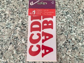 iron on alphabet letters 40 piece pack red A – Z size 30mm Wrights