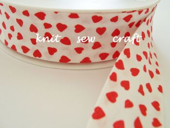 Red Hearts Patterned Bias Binding Tape