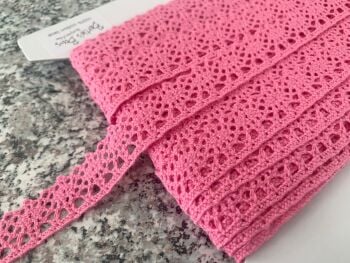 Pink Scalloped Lace Berties Bows Cotton Trim