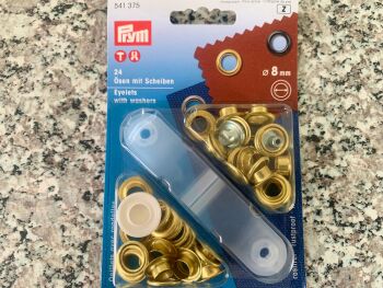Prym 8mm eyelets washers + fixing tool 541375 Gold