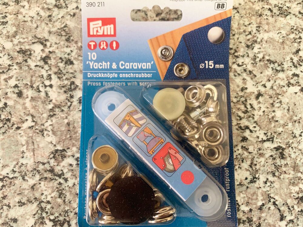 Prym Press Fasteners 15mm Silver 390211 Yacht Caravan