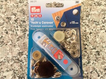 Prym Press Fasteners 15mm Silver 390211 Yacht Caravan