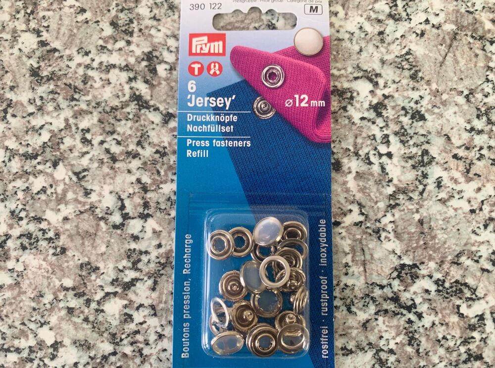prym press snap fasteners 12mm jersey cap 390122 pearl refill