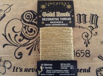 light gold decorative metallic glitter sewing thread Lincatex 10 mtrs