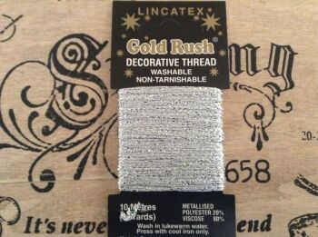 silver metallic glitter decorative sewing thread Lincatex 10 metres