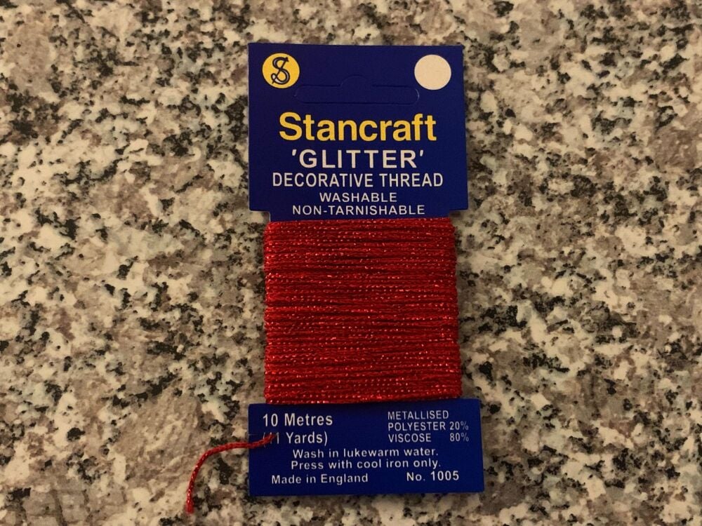 Stancraft Decorative Glitter Thread Red 10 Metres