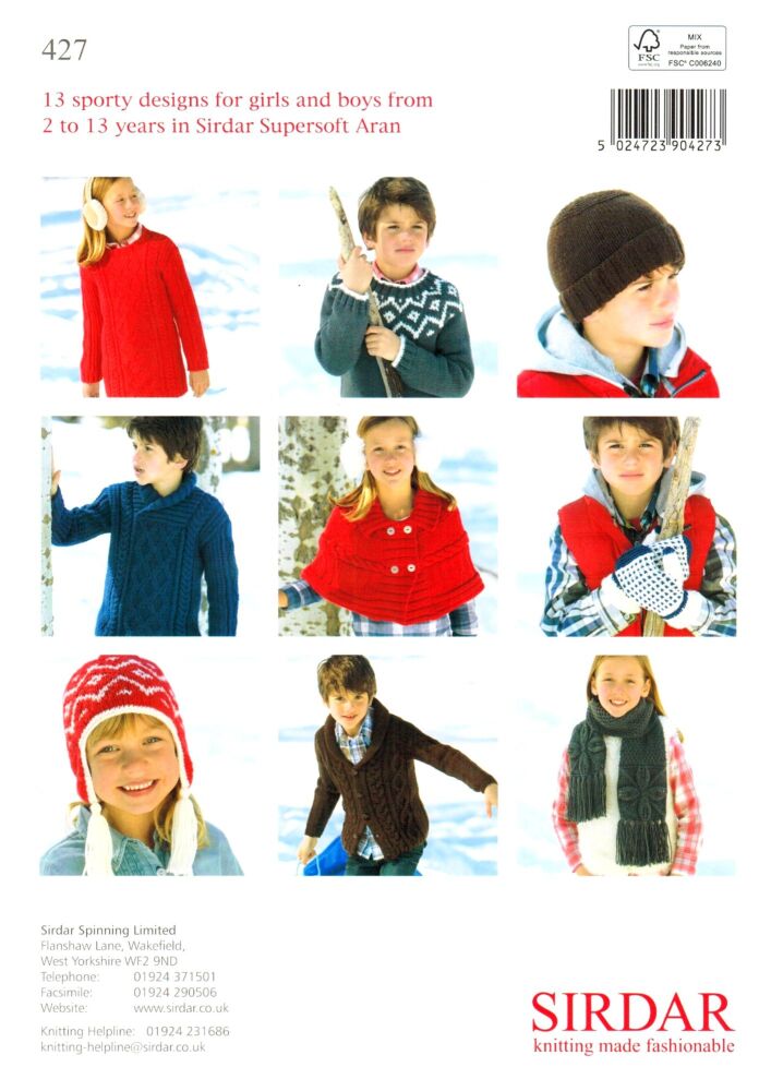 Sirdar Supersoft Aran Knitting Patterns Book 427