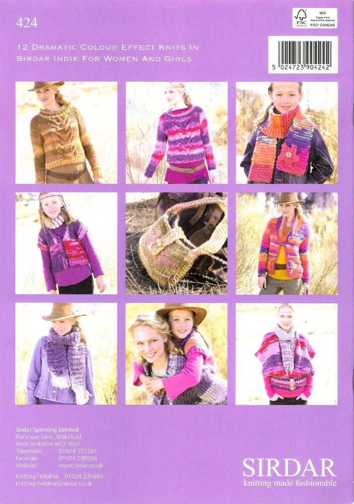 Sirdar Indie Knitting Patterns Book 424 - 12 Designs