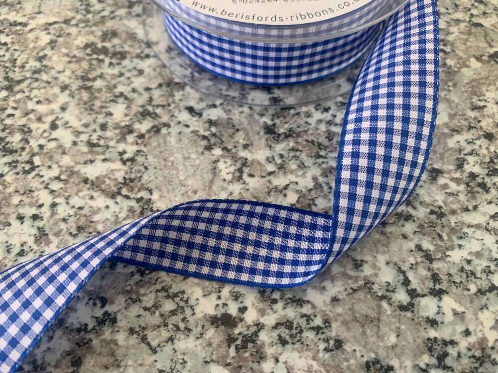 Royal Blue Gingham Ribbon - Berisfords