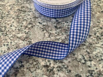 Royal Blue Gingham Ribbon - Berisfords