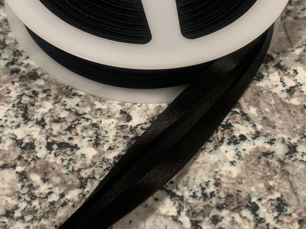 Black Satin Bias 25 metre Reel