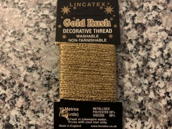 light gold decorative metallic glitter sewing thread Lincatex 10 mtrs