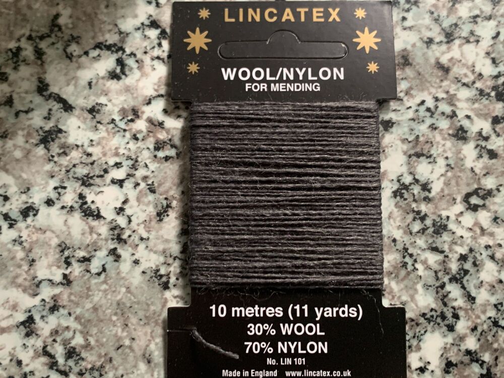 dark grey sock darning wool 10 metres Lincatex thread