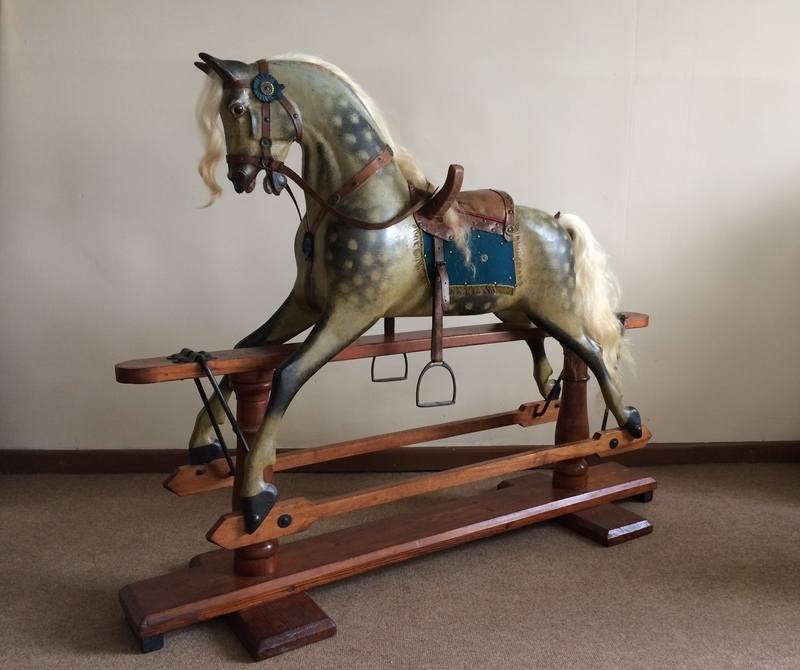 F H Ayres rocking horse Extra carved in restored condition
