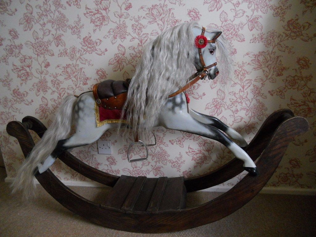 Pewter Rocking Horse with Red Bow 