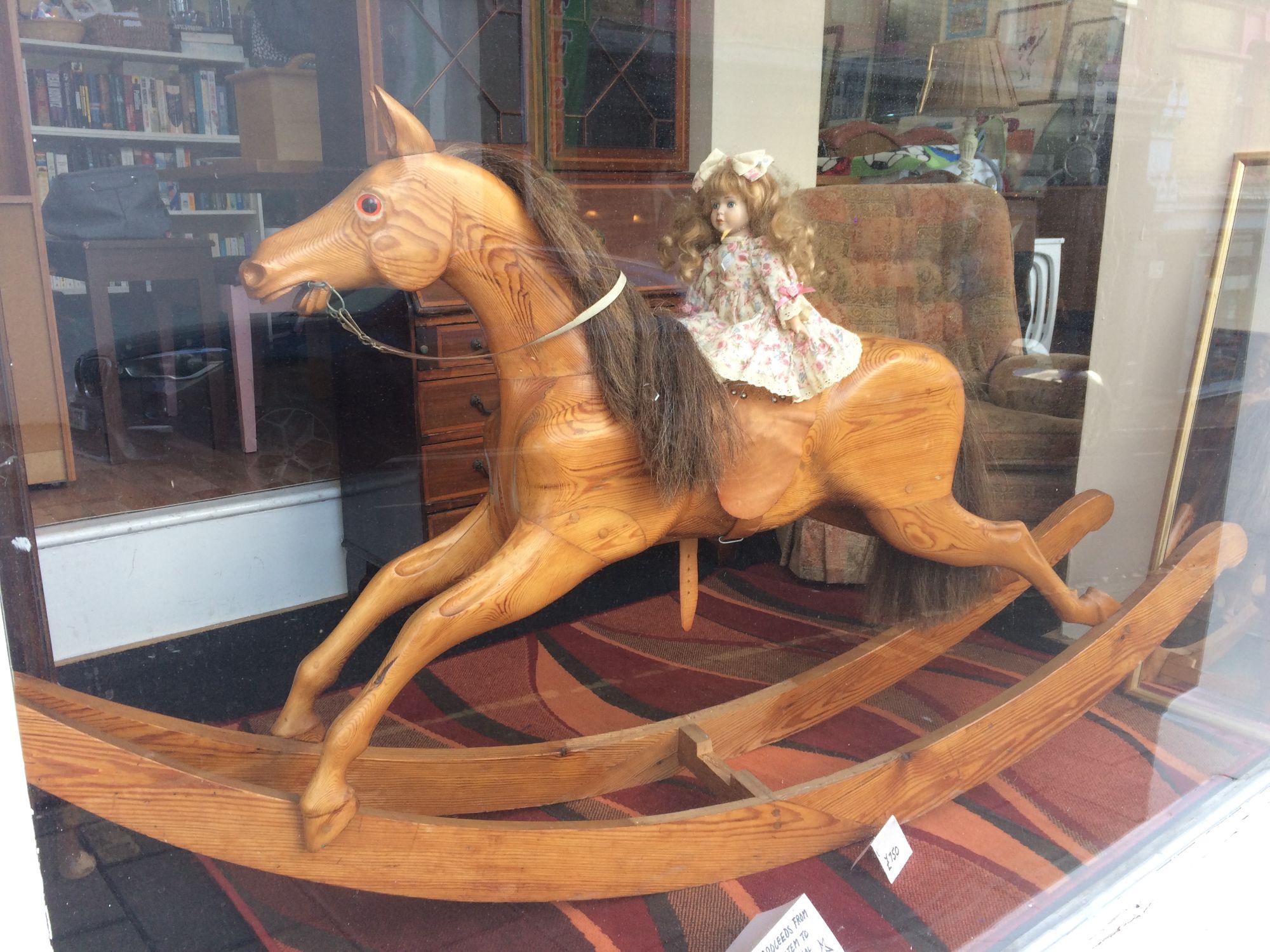 Wood Rocking Horse on Bow Rocker
