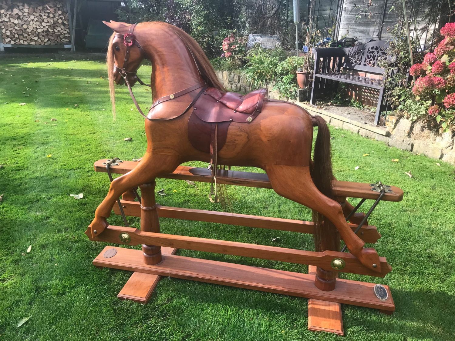 For Sale Stunning Large Rocking Horse crafted from Rosewood. In