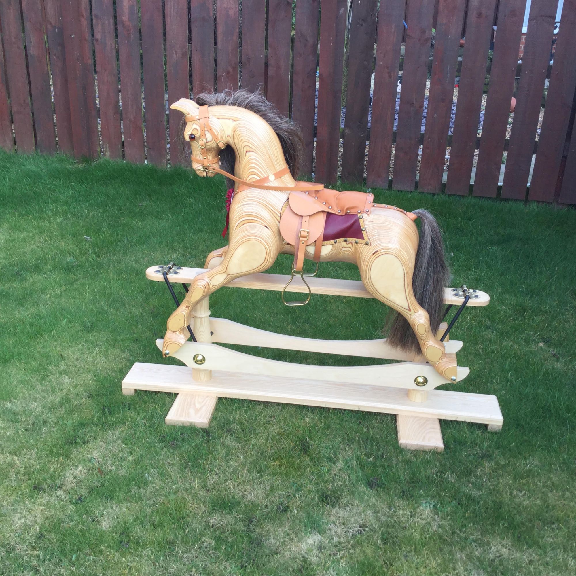 Hand Carved Wood Rocking Horse For Sale