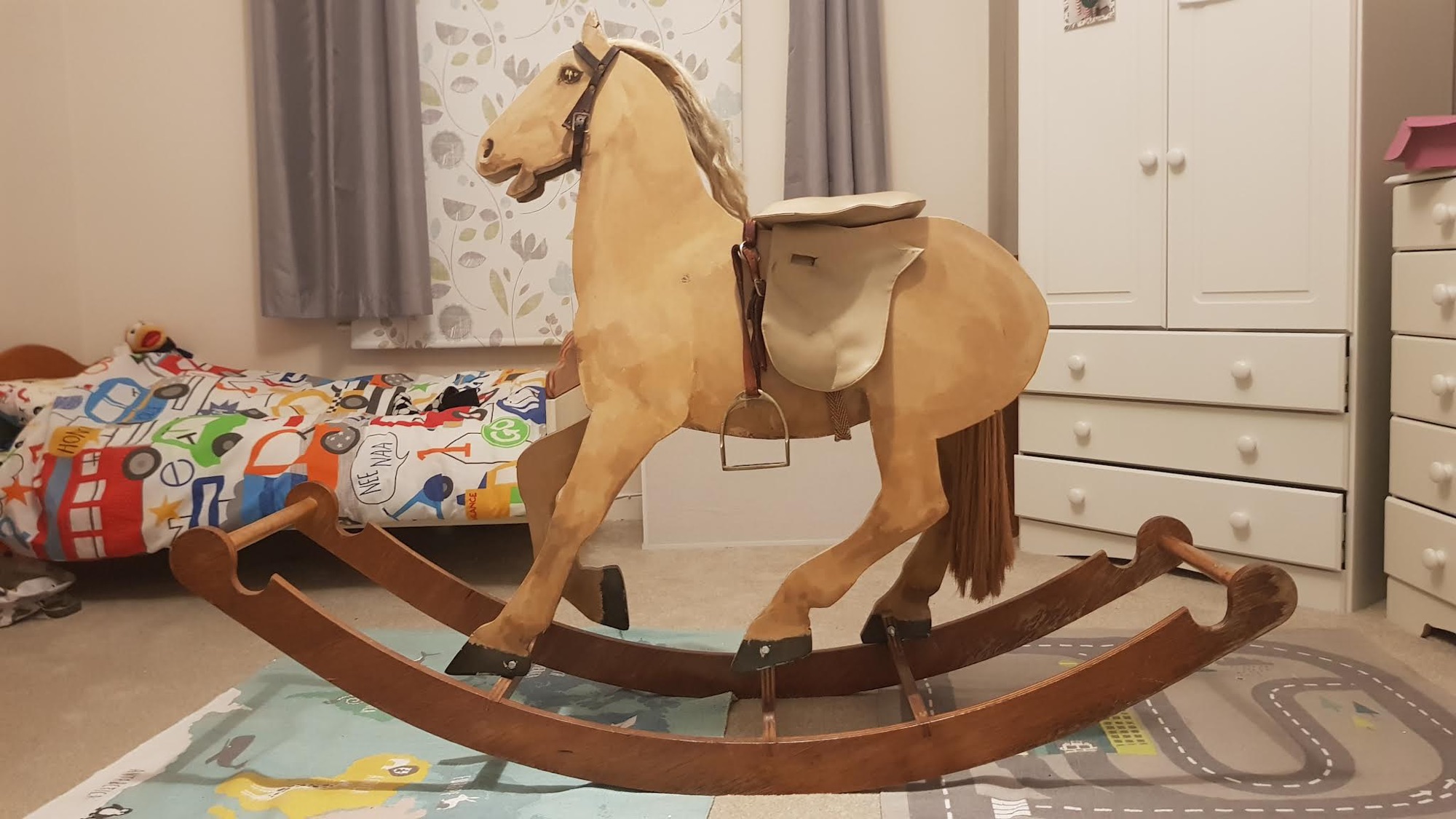 Vintage wooden children's rocking horse for sale 