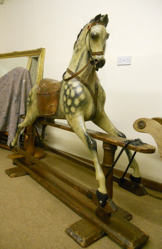 FH Ayres rocking horse extra carved in unrestored condition