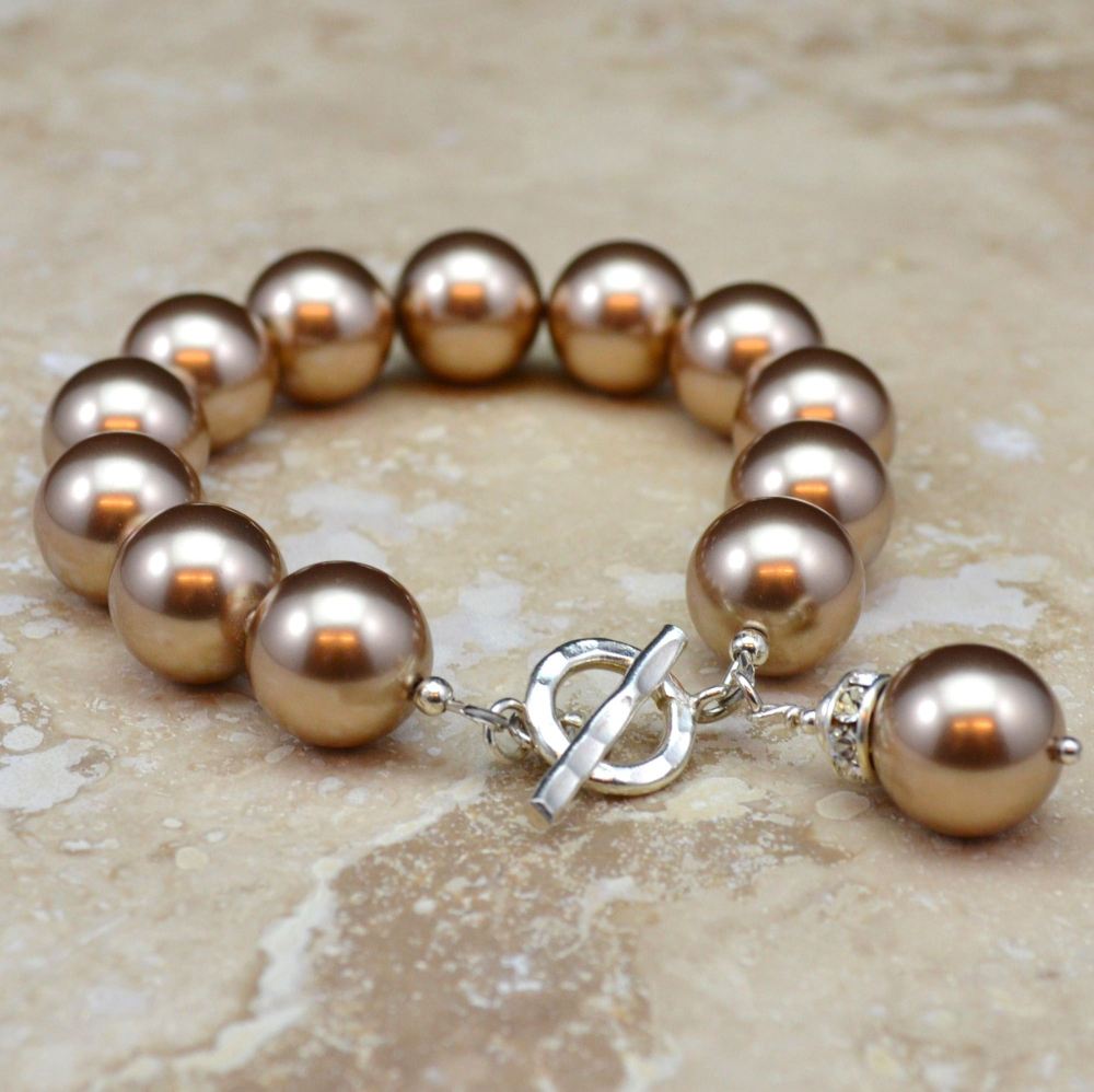 Crystal Pearl Bracelet, with Charm (More Colours)
