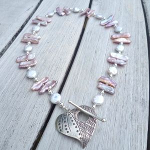Blog - Biwa Coin Pearl Necklace (Heart Clasp)