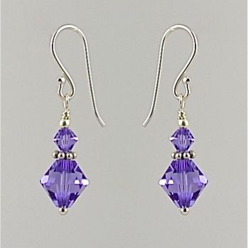 Crystal and Sterling Silver Earrings (Tanzanite)