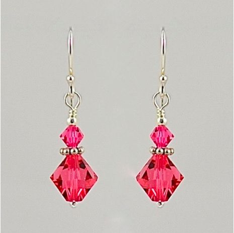 Crystal and Sterling Silver Earrings (Indian Pink)