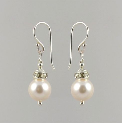 Small Crystal Pearl Earrings (White)