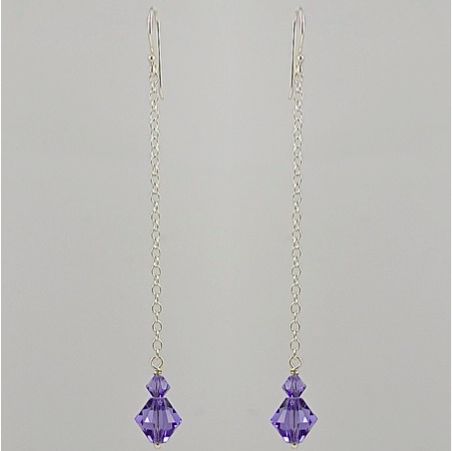 Swarovski Crystal (Tanzantite) Long Drop Earrings