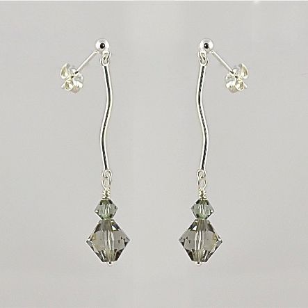 Black Diamond Crystal and Sterling Silver Earrings