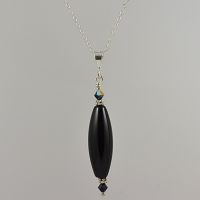 Black Agate and Sterling Silver Pendant