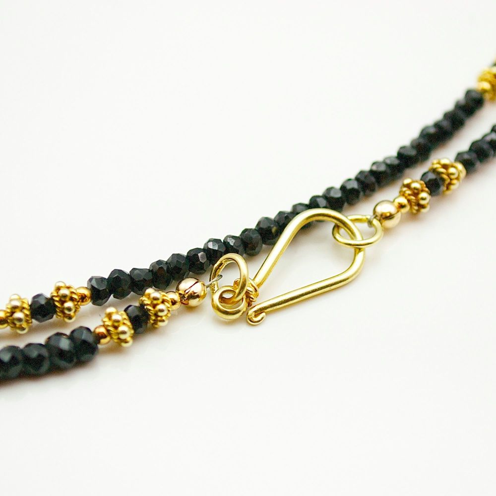 Black Spinel and Vermeil Necklace (or multi-wrap Bracelet)