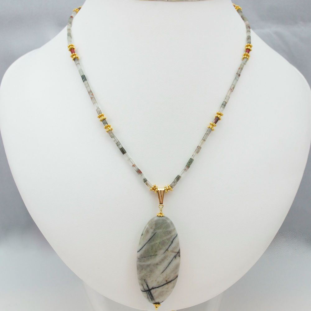 South African Bloodstone and Vermeil Necklace
