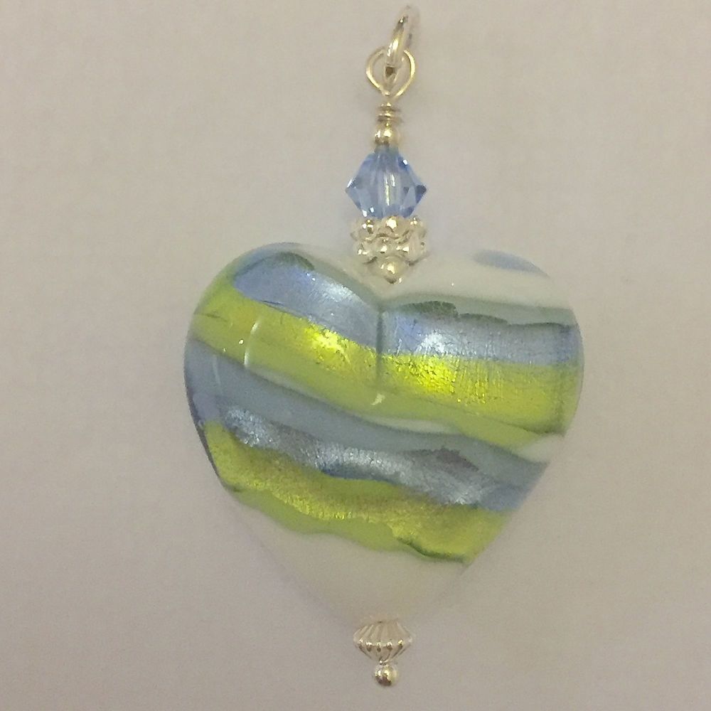 Sea Jewel Murano Glass Heart Pendant