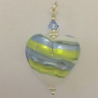 Sea Jewel Murano Glass Heart Pendant with Sterling Silver Chain