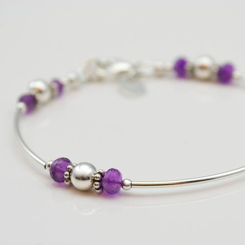 Sterling Silver Birthstone Bracelet (Amethyst)
