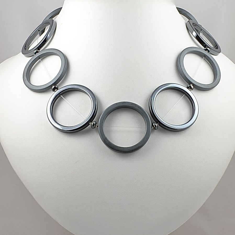 Hematite Rings and Sterling Silver Necklace
