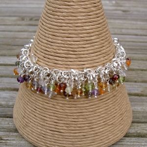 Multi Gemstone and Silver Bracelet