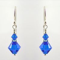 Crystal and Sterling Silver Earrings (Capri Blue)