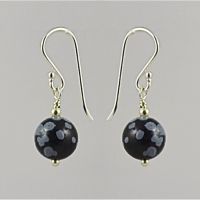 Snowflake Obsidian and Sterling Silver Earrings