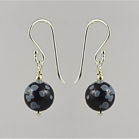 Snowflake Obsidian and Sterling Silver Earrings